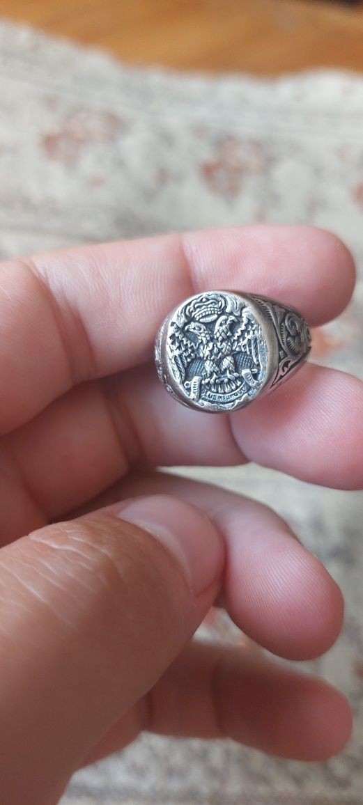 Inel masonic vulturul cu doua capete