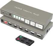 Vedindust HDMI Matrix Switch 4x2 HDMI 4In 2Out IR EDID HDCP2.2 ARC