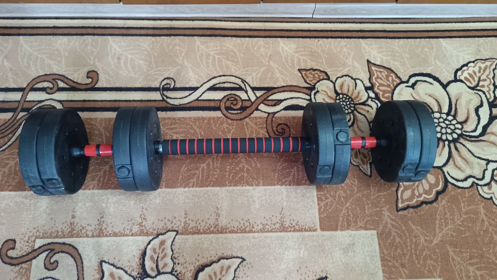 Продам гантели с грифом ( общий вес 25 кг)