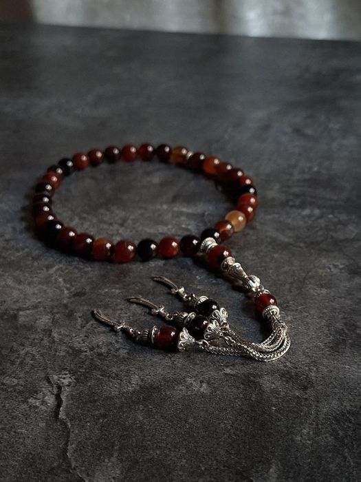 Премиальные чётки(тасбих) ручной работы из сердолика — 33 бусины