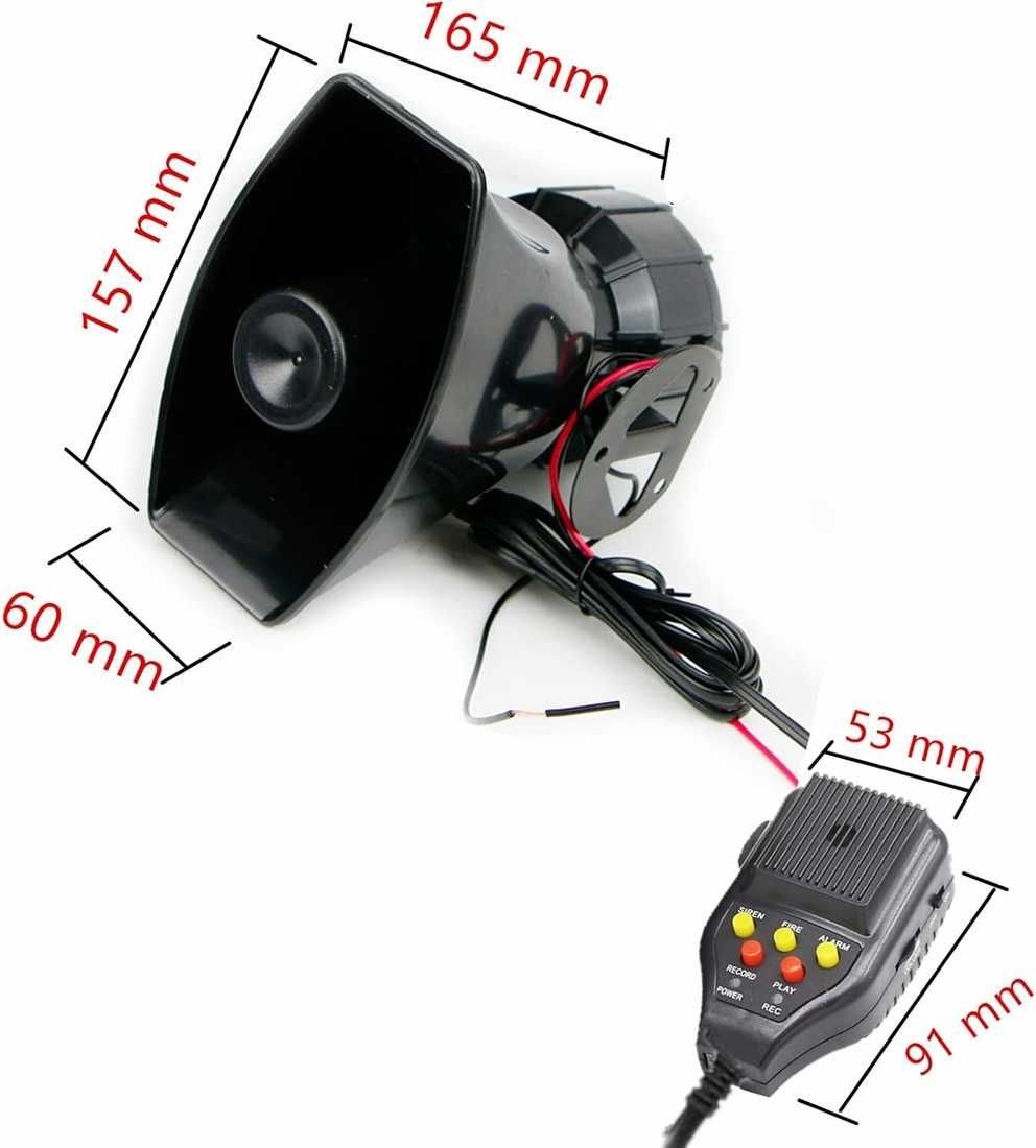 Авто Сирена с 3 мелодии, микрофон и функция запис - 12V 100W