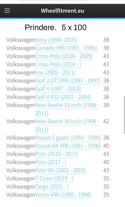 Jante 15 VW Polo Golf 4 Bora New Beetle VW Fox Golf 3 GTI