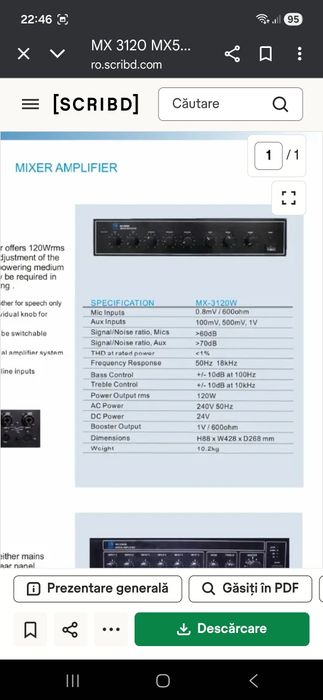 Mixer profesional MX-3120 cu multe functii aux/mixte ...cititi