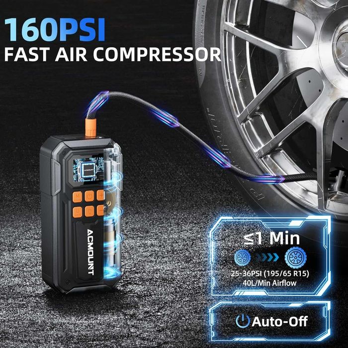 Портативный компрессор ACMOUNT C30 160PSI/30L 10000 mAh