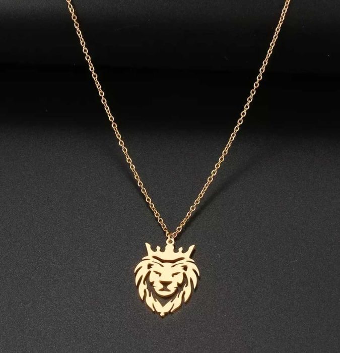 Колиета от неръждаема стомана Crown Lion King Animal Pendant
