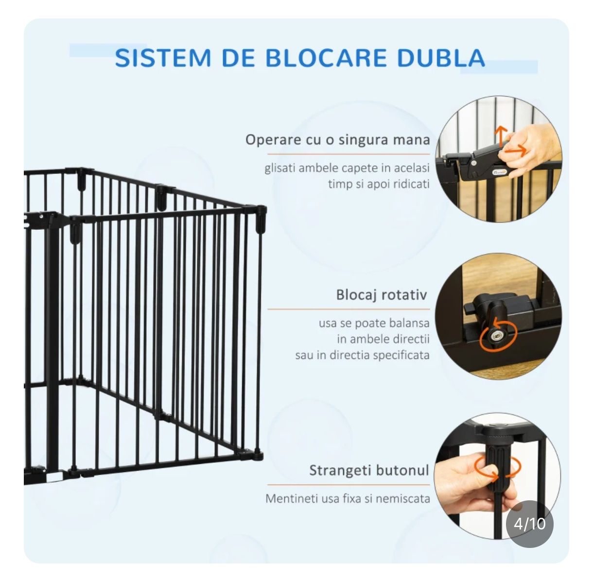 Barieră de Securitate pentru Câini, țarc pliabil 8 panouri