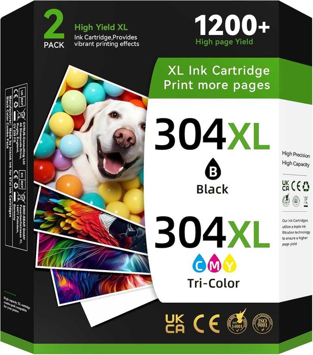DRPRINTON 304XL Мастилени касети - 2 броя (черна и трицветна) за НР