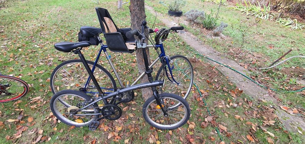 Bicicleta pliabila dechatlon cu scaunel bebe 1-3 ani.