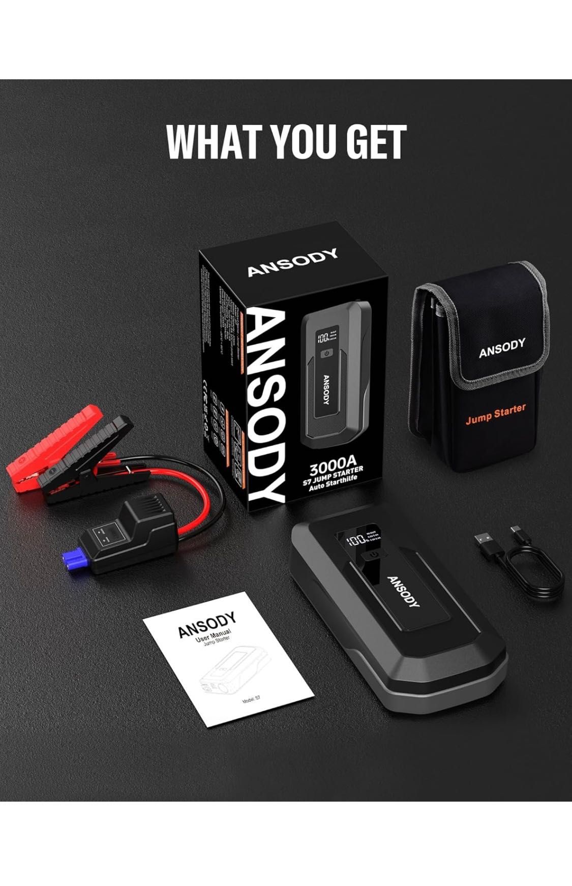 ANSODY 3000 A Захранващо зарядно for Cars up to 10 L Petrol/8 L Diesel