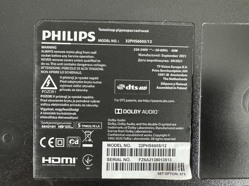 Televizor Philips LED 32PHS6605/12, 80 cm, Smart, HD