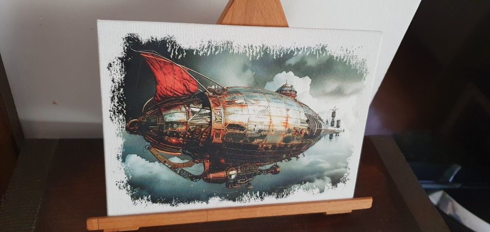 Mini canvas zeppelin steampunk fantasy vintage