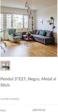 Pendul negru,metal și sticla