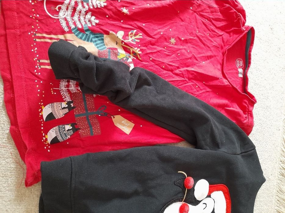 set hanorac Craciun sarbatoare c&a bluza 7 8 ani 128 impecabil ca nou