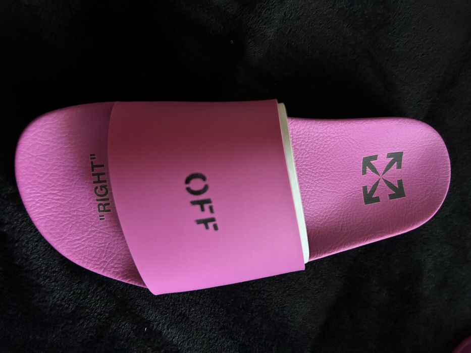 Off-White Printed faux leather slides.