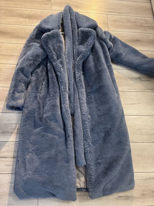 Blana lunga palton albastru zara nou s 36 cordon