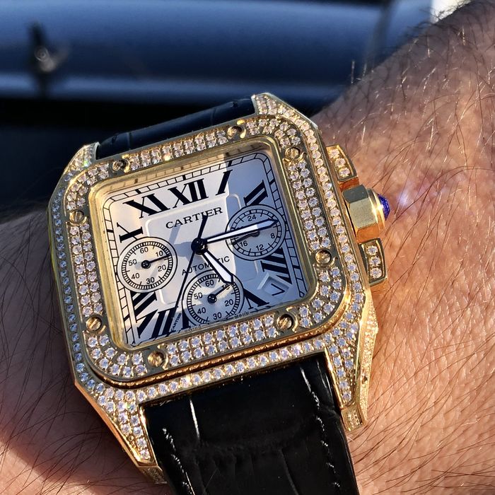 ceas cartier santos 100 white dial