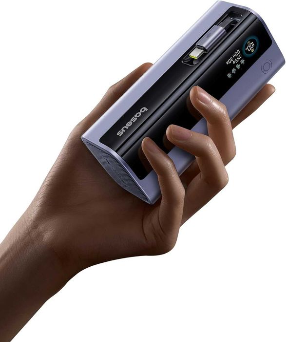 Външна батерия Baseus 20000 mAh, 145 W с вграден прибиращ се кабел