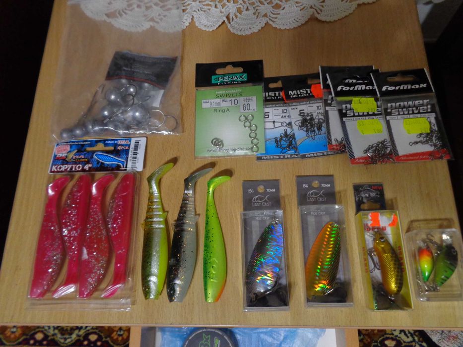 Спининг въдица(15-50),джиг-глави,силикони,воблери,плетено влакно и др.