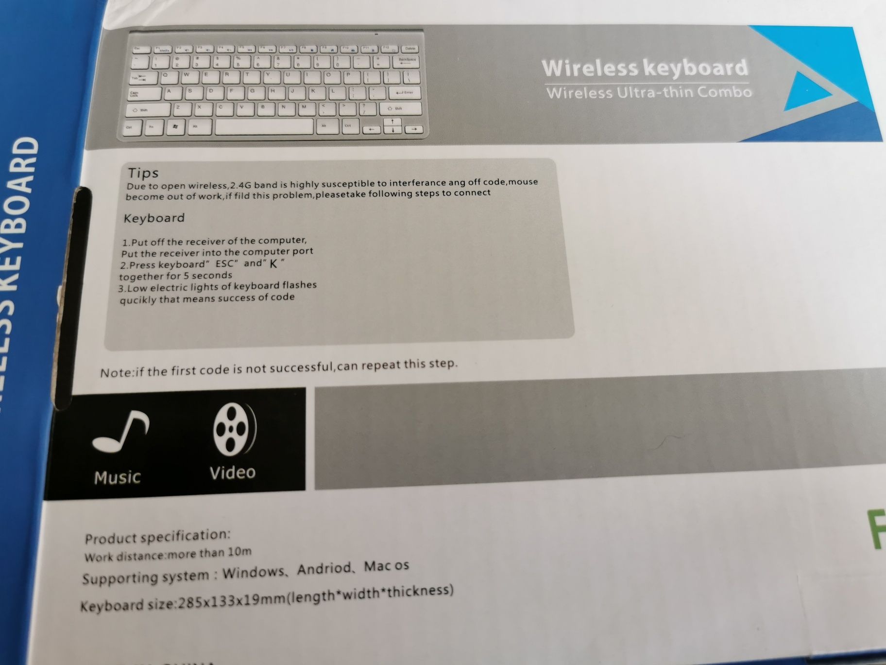 Tastatura wireless Samidy, USB, laptop, Cu baterie, Roz
