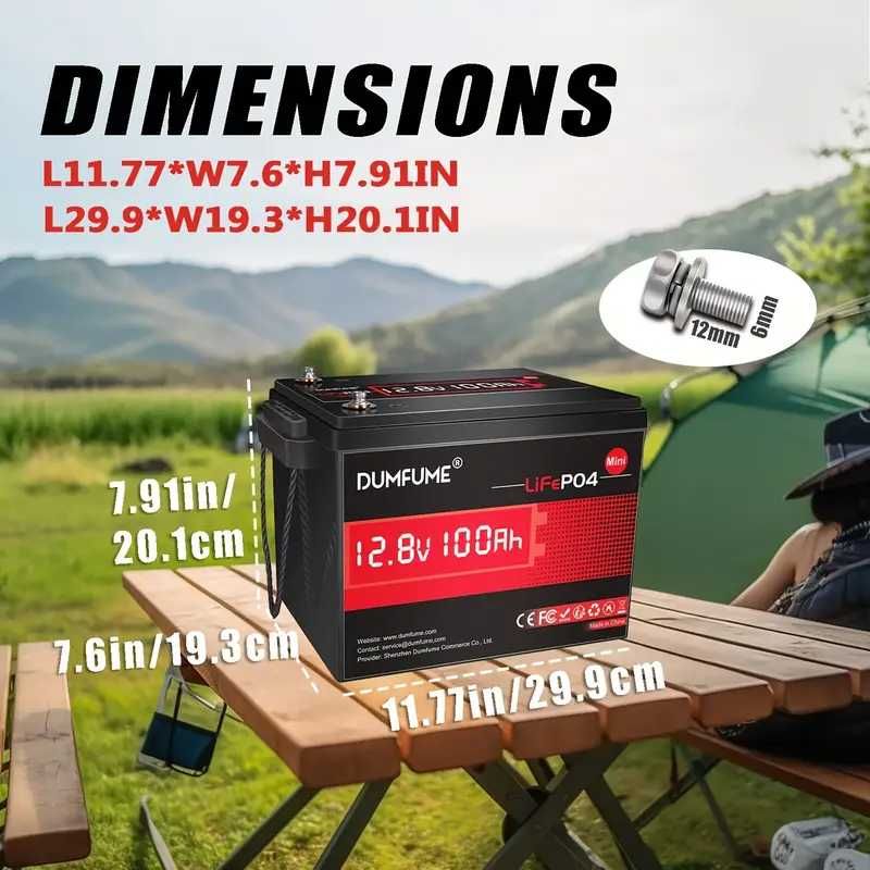 Литиев акумолатор12V 100Ah LiFePO4 BMS, до 6000+ цикъла 1280Wh