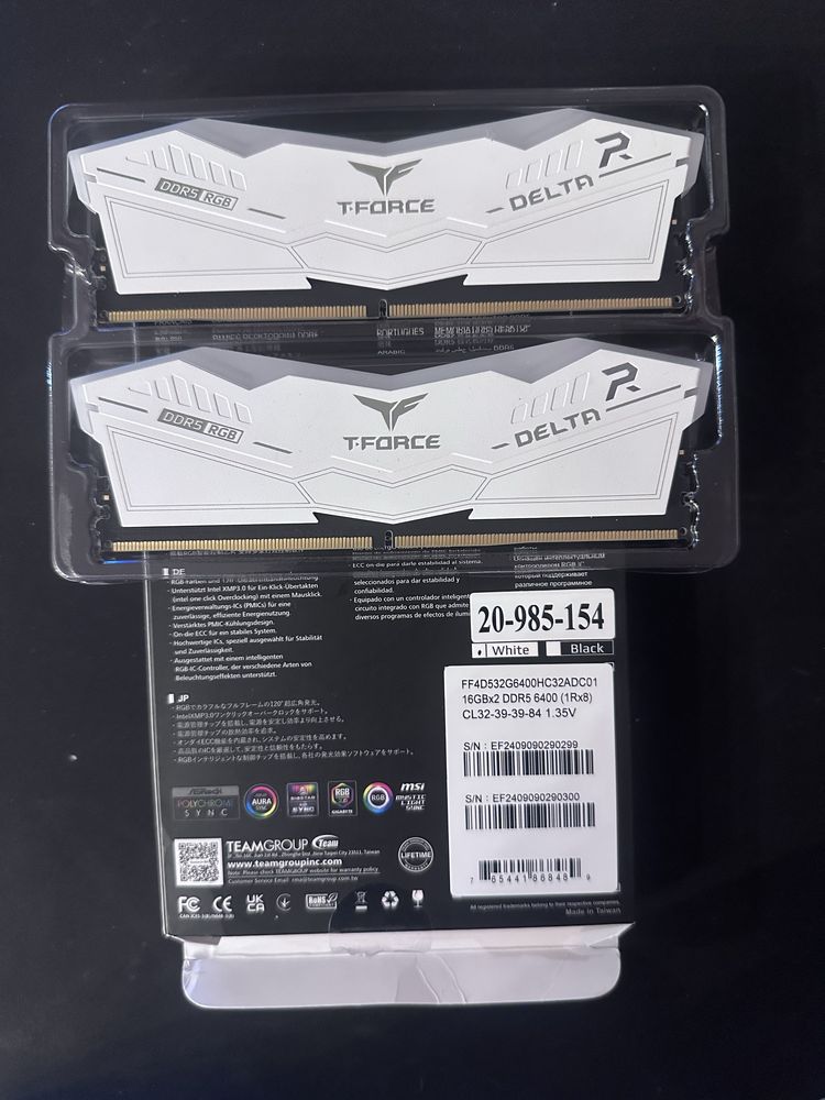 Оперативная память DDR5 T-Force Delta RGB 32GB 6400MHZ CL32