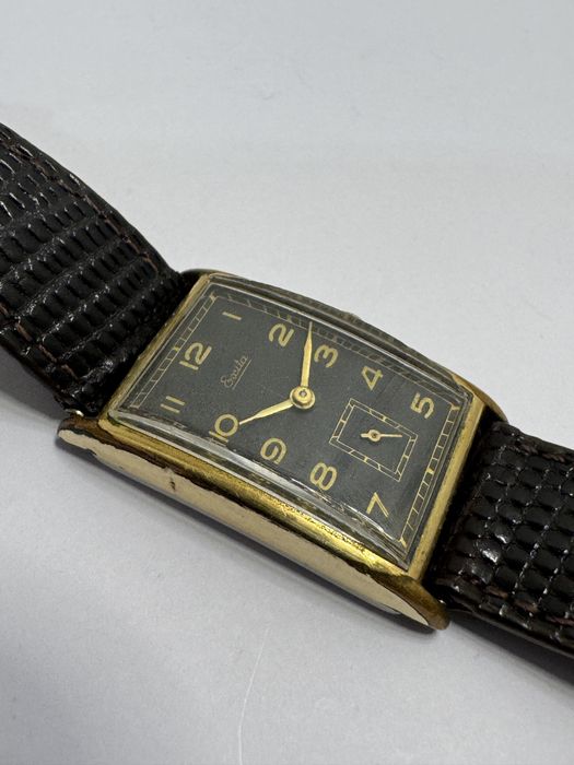 Rar! Ceas Germany Exita Art Deco, mecanic placat aur. Anii 1940 tank