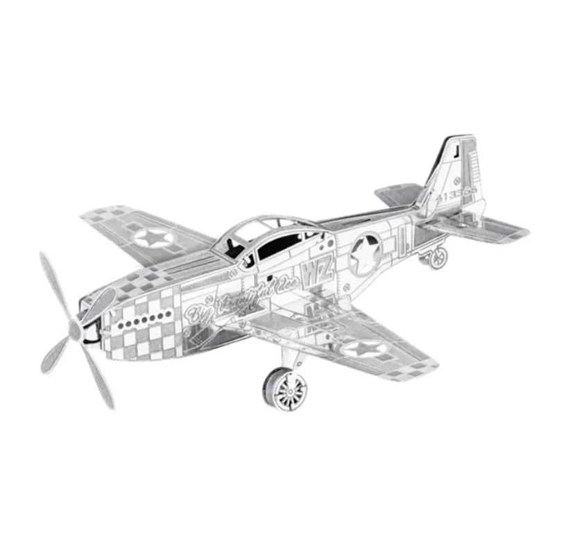 Puzzle 3D metalic P-51. Oțel inoxidabil. Macheta nu se desface.