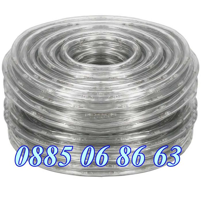 Бял светещ коледен маркуч 20 м + контролер