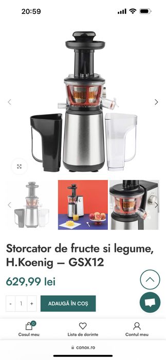 Storcator vertical H.Koenig GSX12, gura larga 82mm fructe si legume