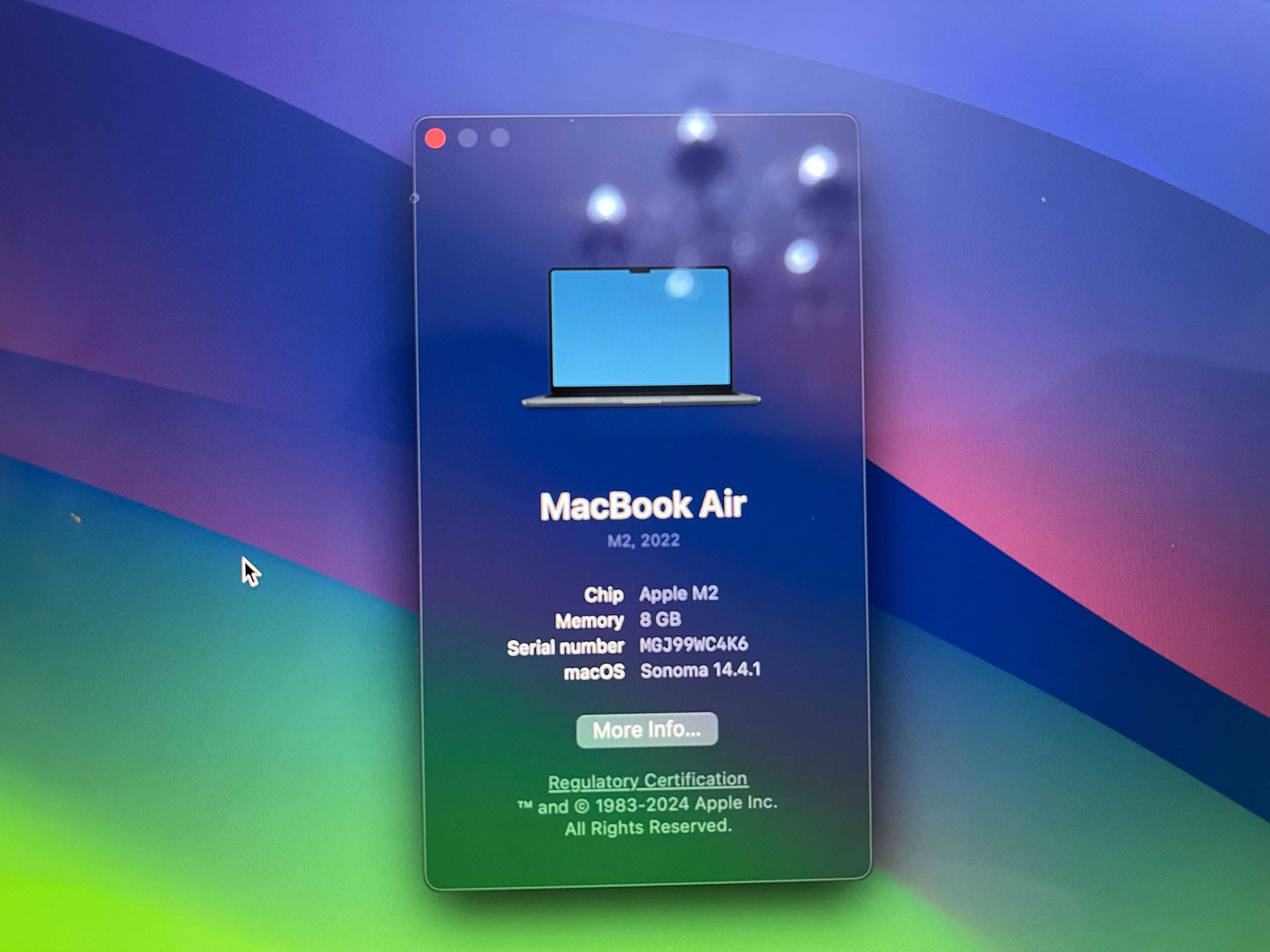Macbook Air M2, 2023, 8 GB RAM, 256 GB SSD
