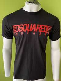 Нови мъжки тениски DSQUARED в черен цвят с червен надпис