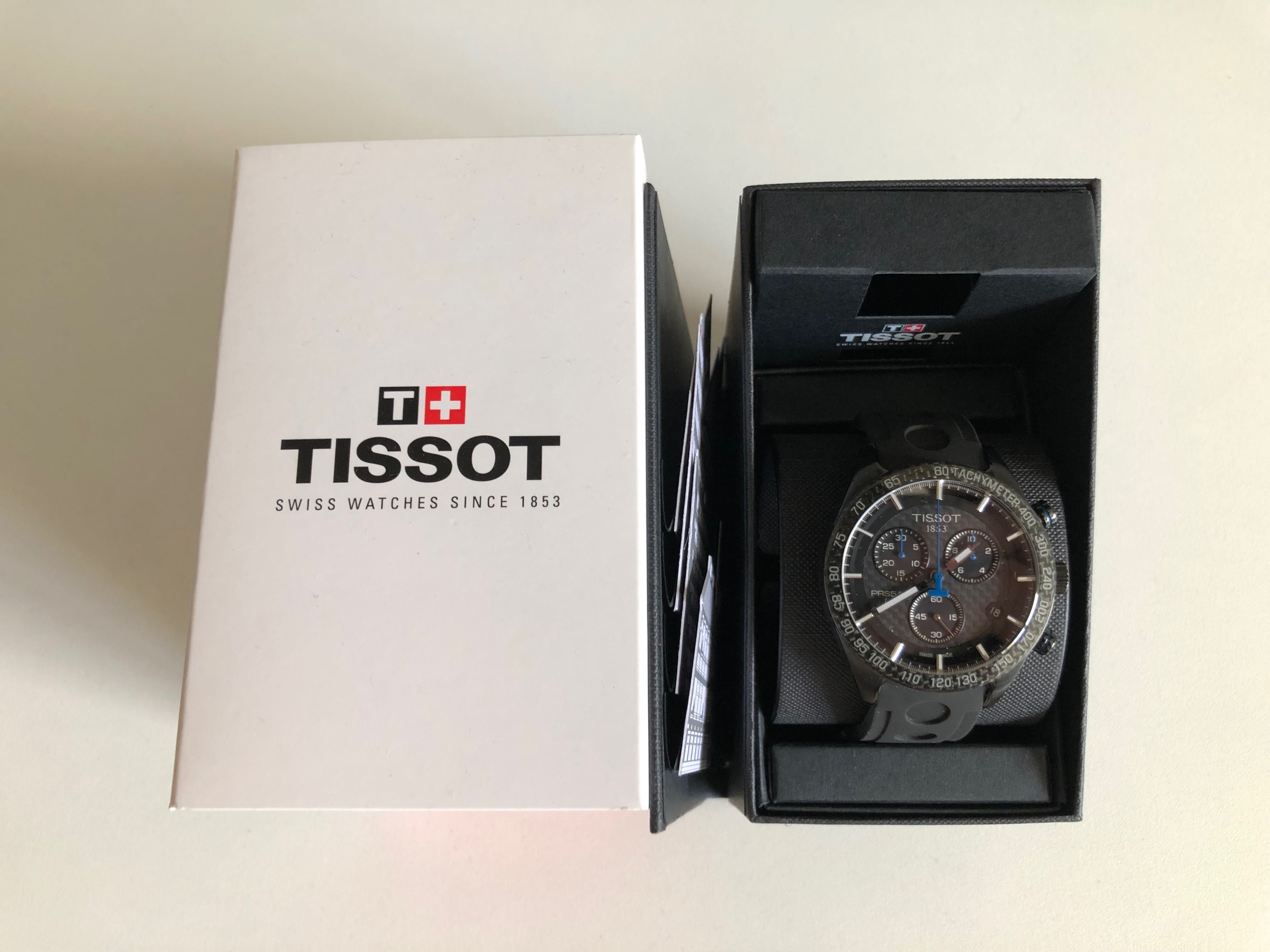 Tissot PRS 516 Carbon, Curea din Silicon Negru, Tissot Chronograph