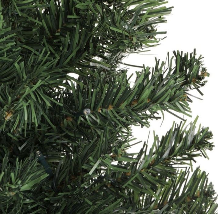 Коледна настолна елха със зелени клонки и 50 LED лампички – 50 см