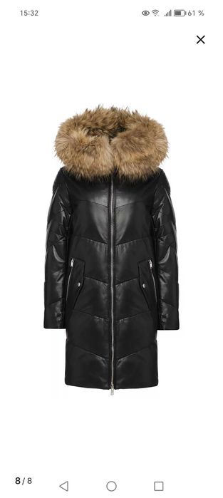 Новый пуховик из натур. кожи Снежная королева р. 44