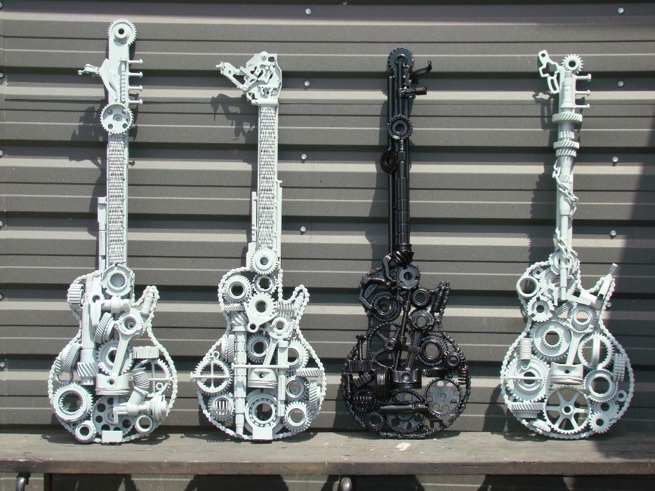 Chitara rock,decor stil industrial.Piese auto/moto,produs hand made.