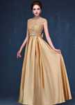 Rochie de ocazie aurie cu dantela florala