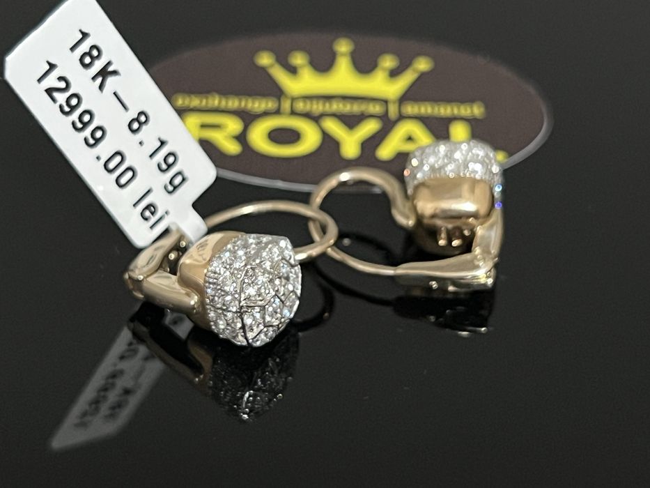 Bijuteria Royal CB : Cercei aur 18K  8,19 grame 65 diamante naturale