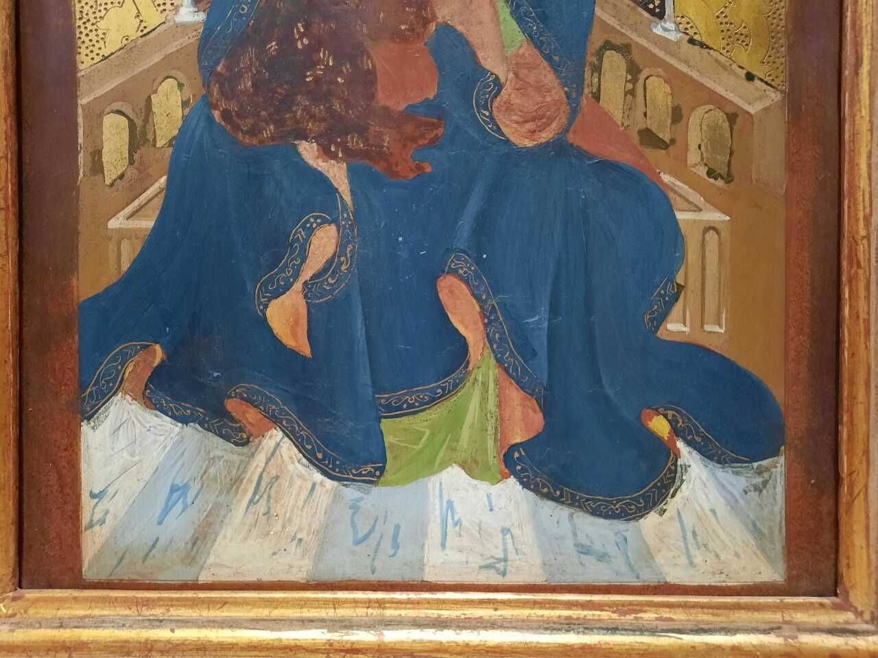 Pictura veche pe lemn.18th, Fecioara Maria cu Pruncul Isus, 61.8x 39.3