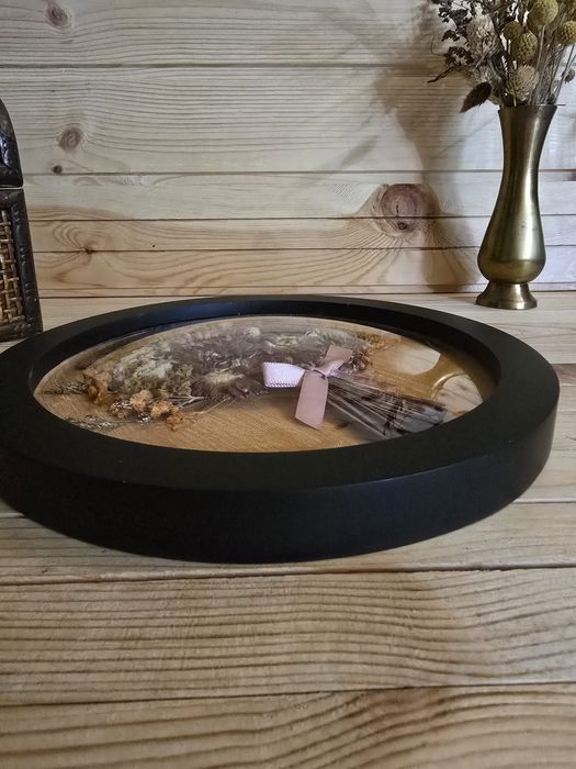 Tablou rotund cu flori fonservate