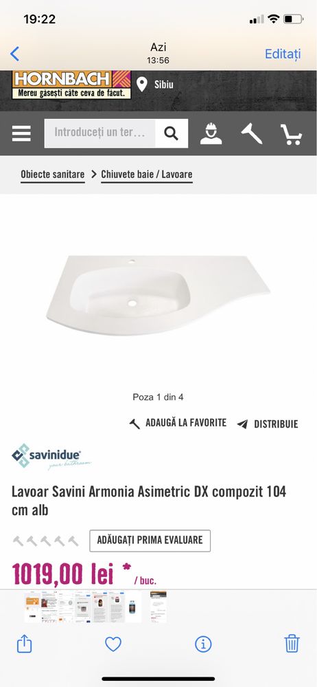 Ghiuveta de baie lavoar savini armonia asimetric  dx