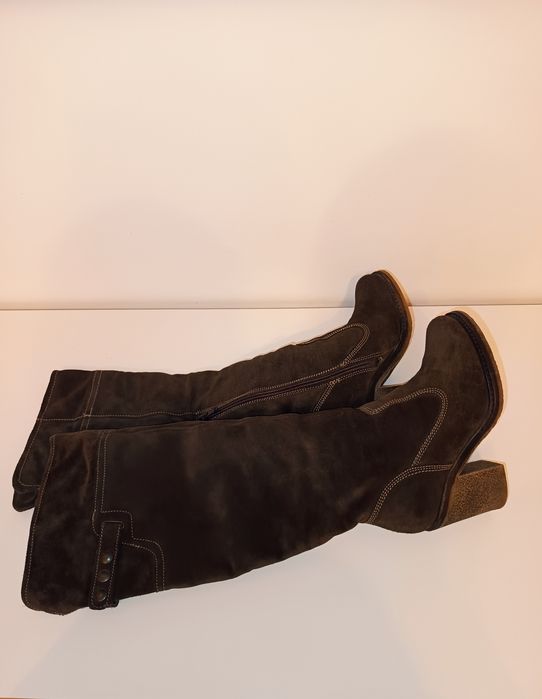 Cizme damă, piele întoarsă, maro 36