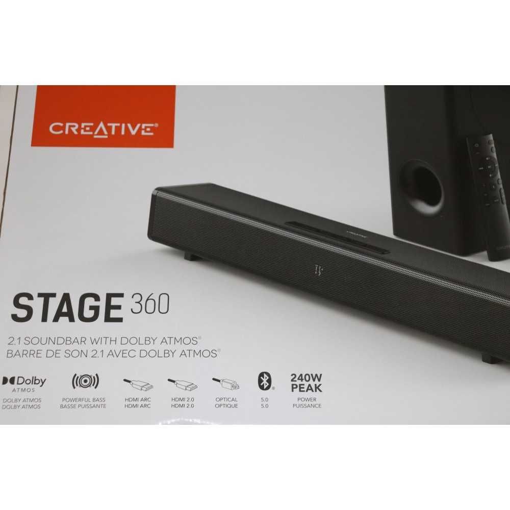 Soundbar Creative STAGE 360, 2.1 + Субуфер, Bluetooth 5.0, Dolby Atmos