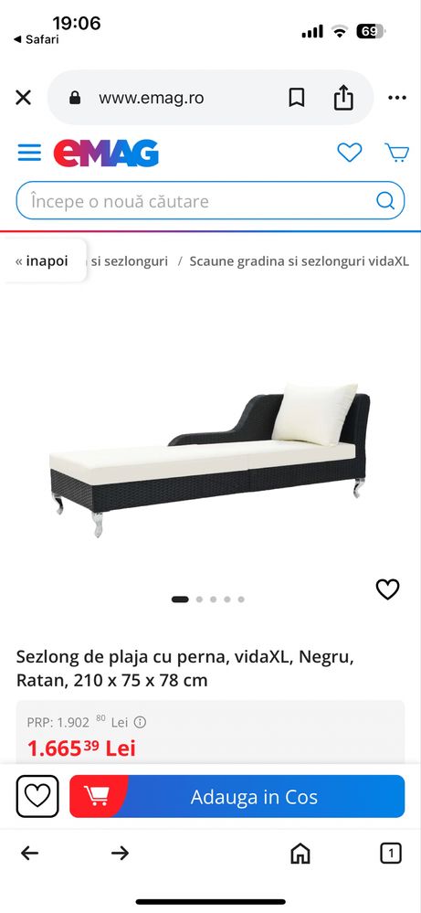Vand sezlong ratan