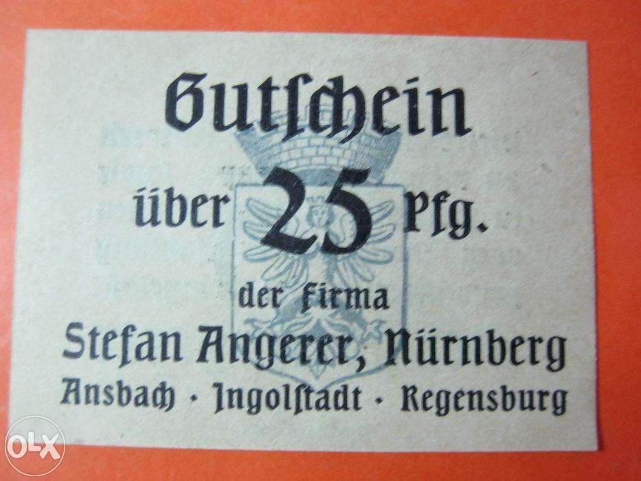 Bancnote de necesitate,2 buc.10,25pfg.Germania.WW1.