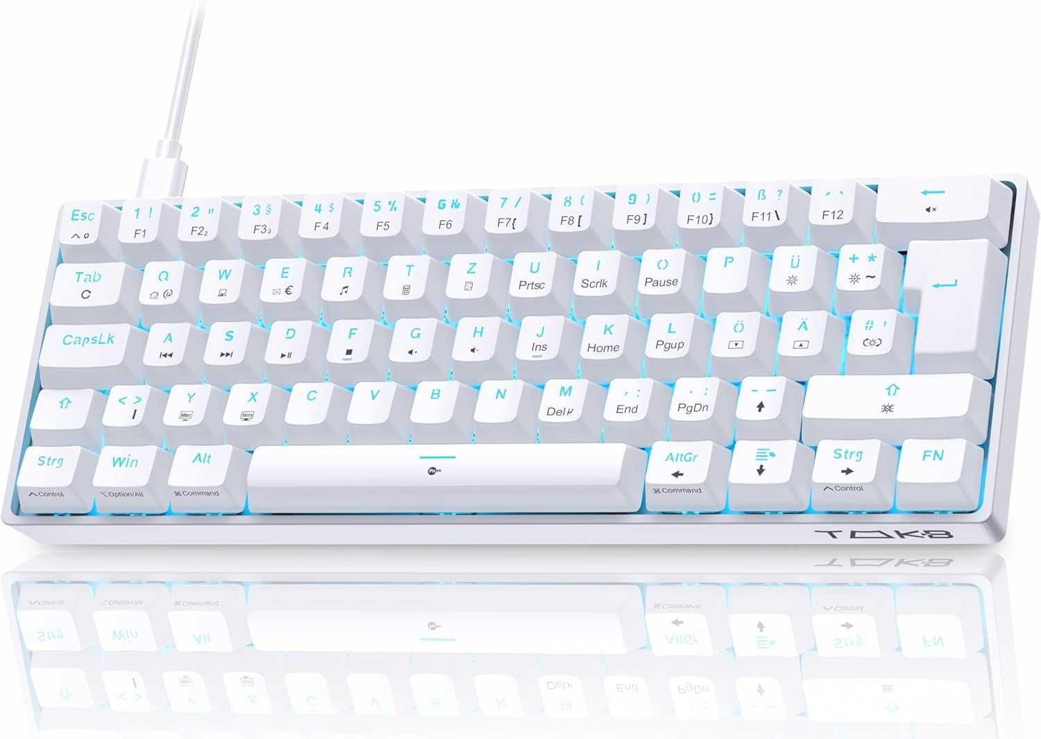 Tastatură mecanică TMKB T61SE QWERTZ,comutator albastru,alb