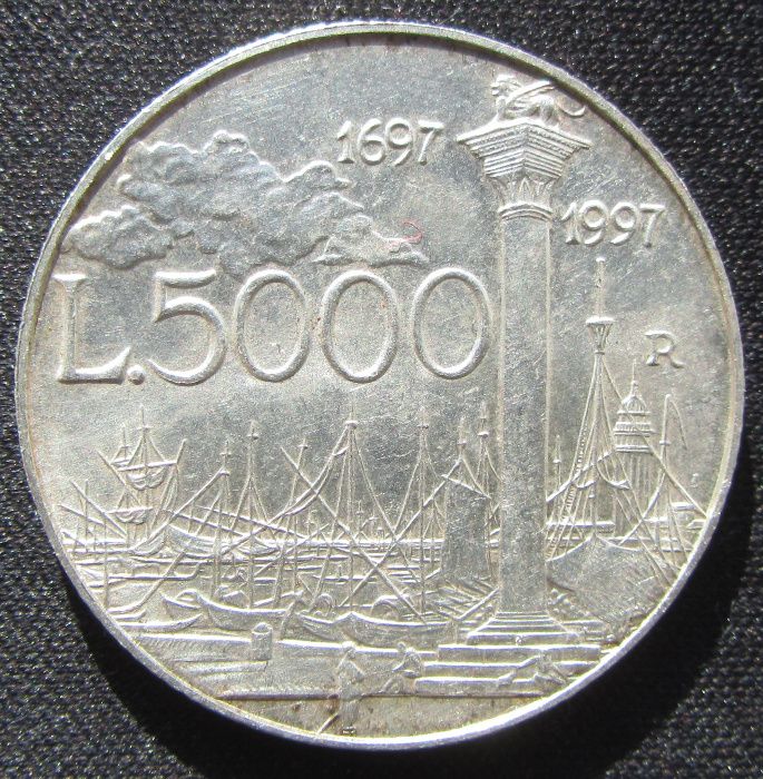 5000 lire argint 1697-1997 Italia