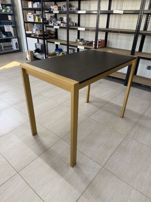 Masa de bar cadru metalic - inox  Aurie cu blat negru Lumisorce