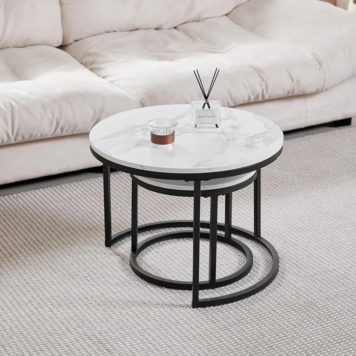 NOU Set 2 mese mdf, alb, marmoroptik