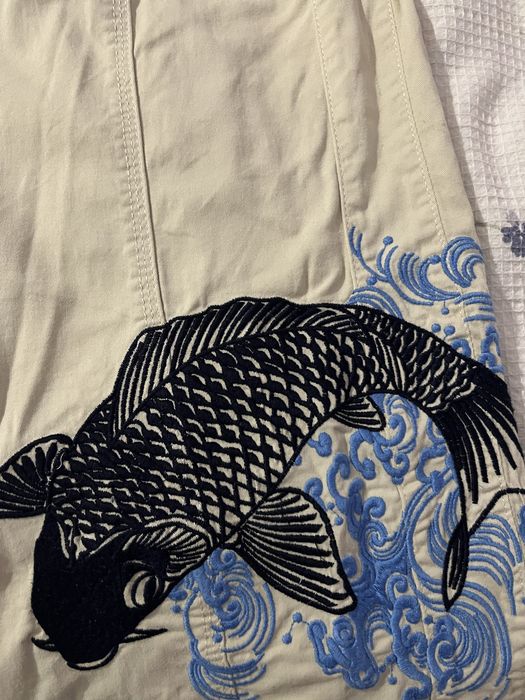 BDG Embroidered Ecru Y2K Cargo Pants