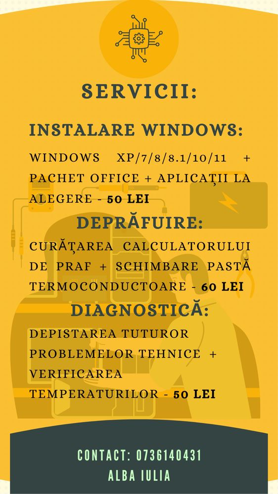 Instalare Windows / Reparatii calculatoare